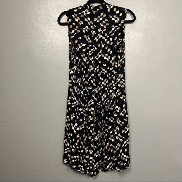 Anthropologie Maeve Geometric Shift Sleeveless Dress with Waist Tie Black Size M - Picture 2 of 9